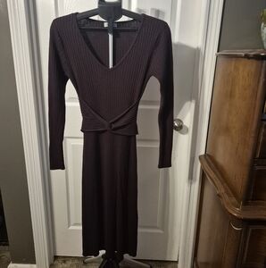 Elegant Sofia Jeans Ribbed Knit Dress in Deep Purple